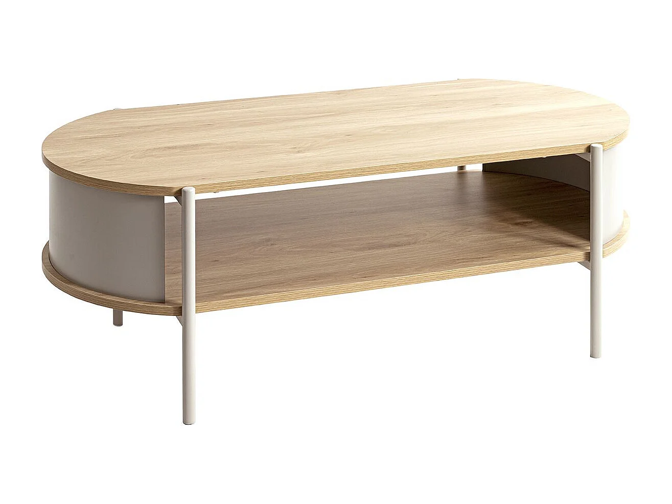 Table basse coloris Chêne/gris - Longueur 100 x Hauteur 37 x Profondeur 54 cm