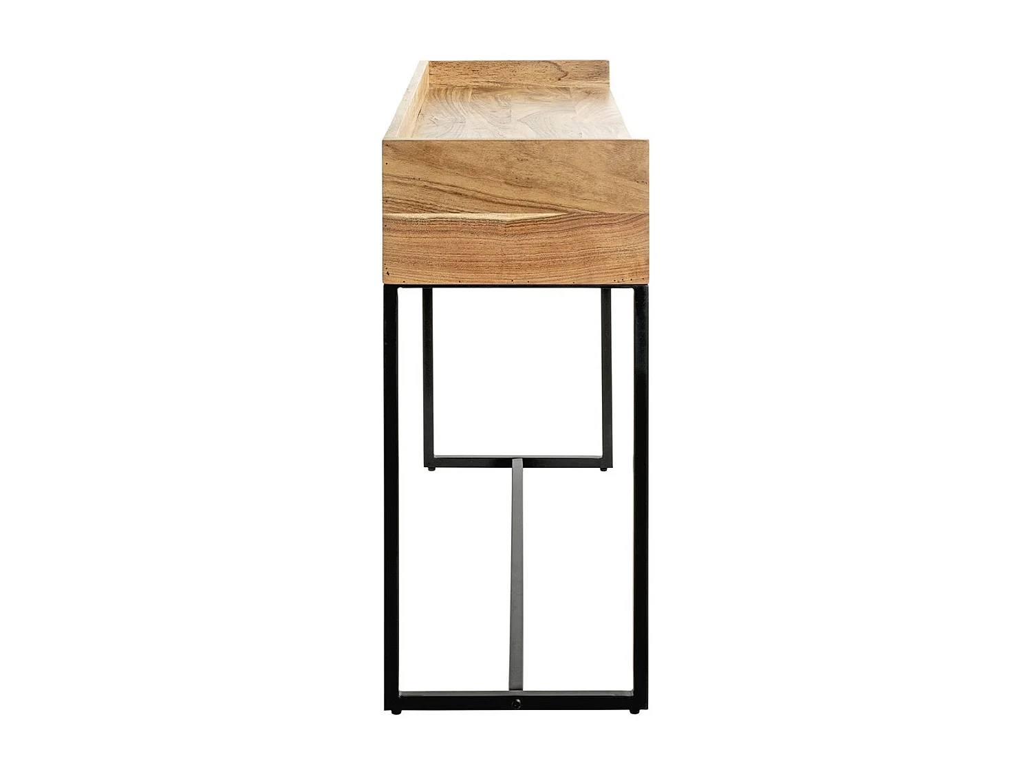 Table console meuble d'entrée 2 tiroirs coloris chêne et métal noir - Longueur 100 x Hauteur 80 x Profondeur 35cm