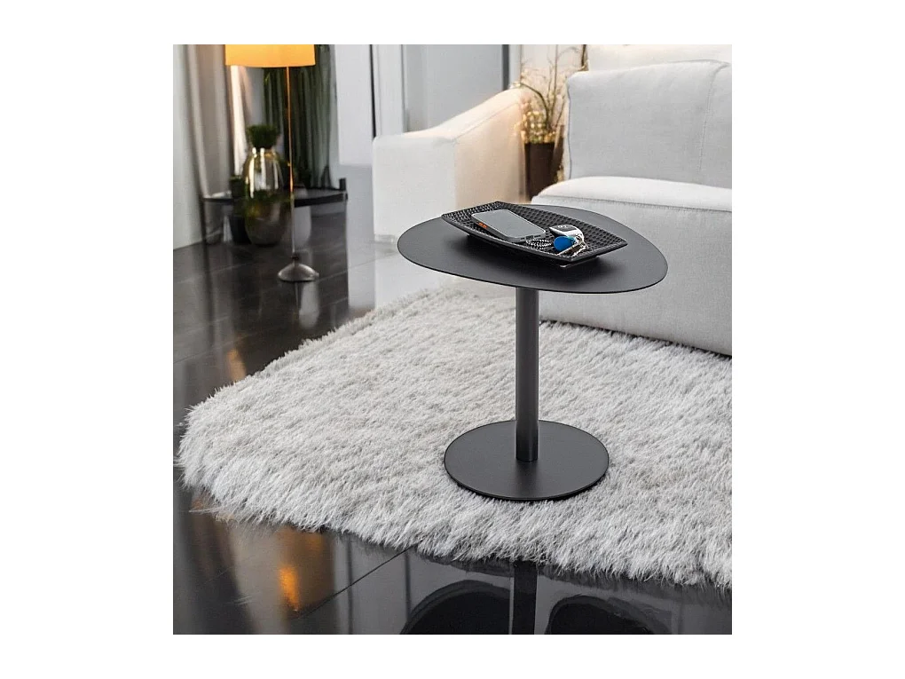 Table d'appoint table basse de salon en métal coloris Noir - Longueur 51 x Profondeur 41 x Hauteur 42 cm