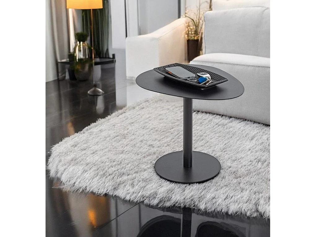 Table d'appoint table basse de salon en métal coloris Noir - Longueur 51 x Profondeur 41 x Hauteur 42 cm