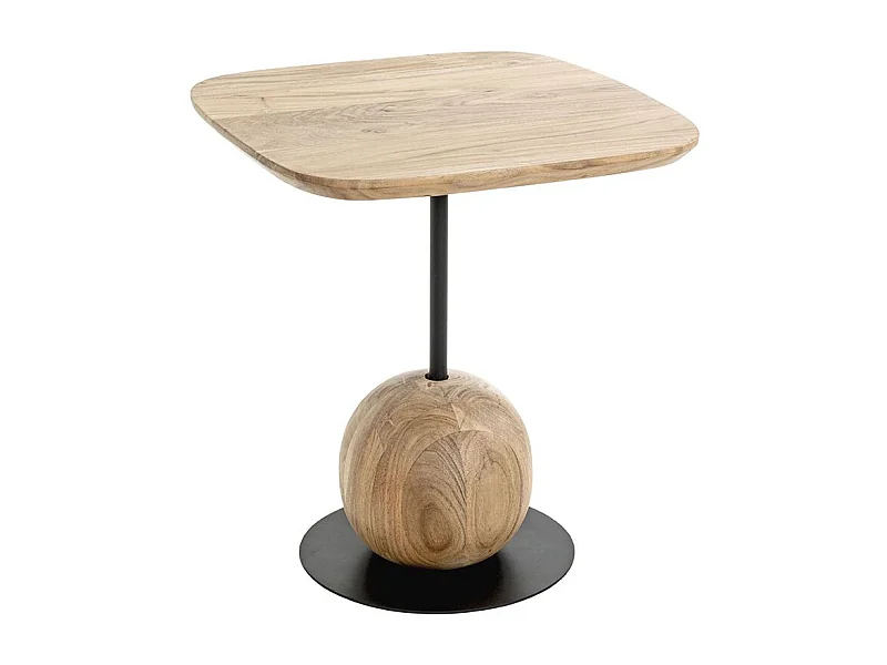 Table d'appoint carré coloris chêne naturel pied en métal Noir - Longueur 45 x Profondeur 45 x Hauteur 50 cm