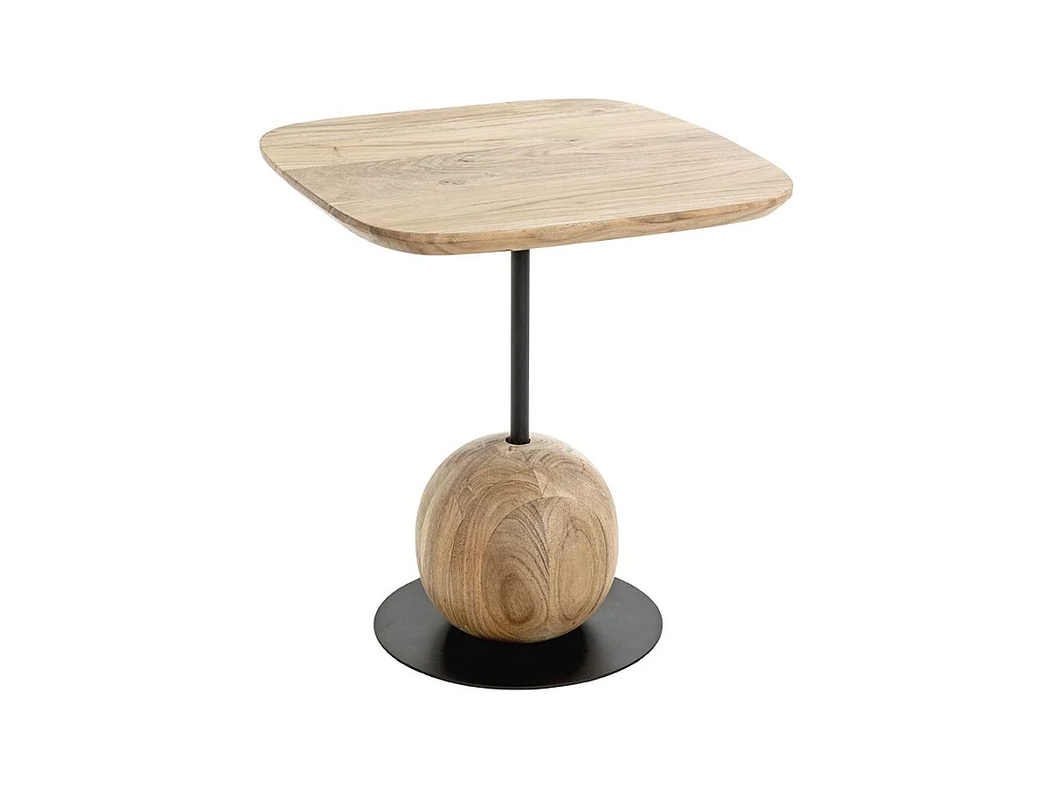 Table d'appoint carré coloris chêne naturel pied en métal Noir - Longueur 45 x Profondeur 45 x Hauteur 50 cm