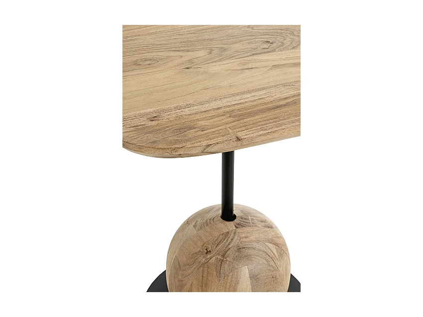 Table d'appoint carré coloris chêne naturel pied en métal Noir - Longueur 45 x Profondeur 45 x Hauteur 50 cm