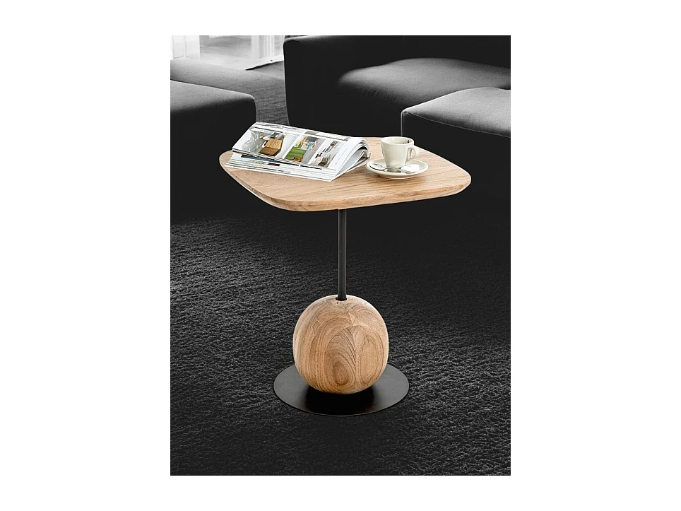 Table d'appoint carré coloris chêne naturel pied en métal Noir - Longueur 45 x Profondeur 45 x Hauteur 50 cm