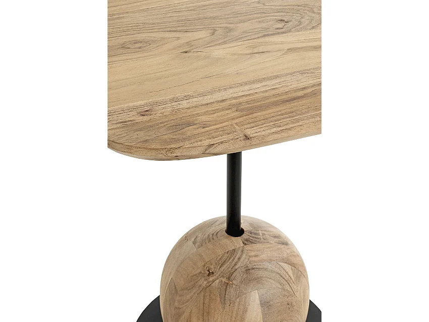 Table d'appoint carré coloris chêne naturel pied en métal Noir - Longueur 45 x Profondeur 45 x Hauteur 50 cm