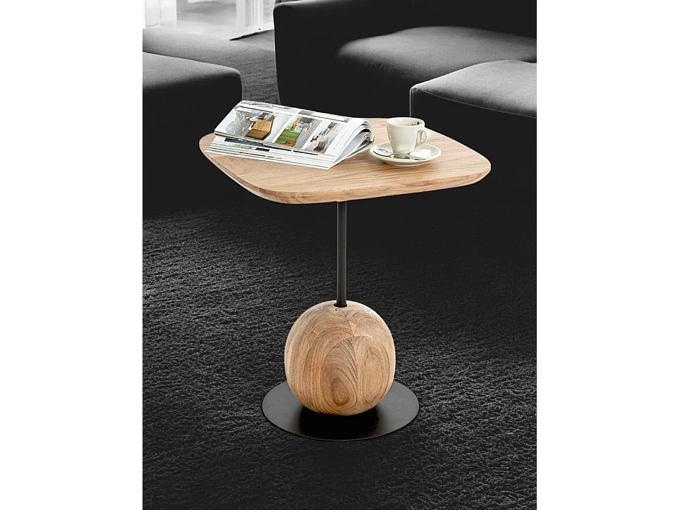 Table d'appoint carré coloris chêne naturel pied en métal Noir - Longueur 45 x Profondeur 45 x Hauteur 50 cm