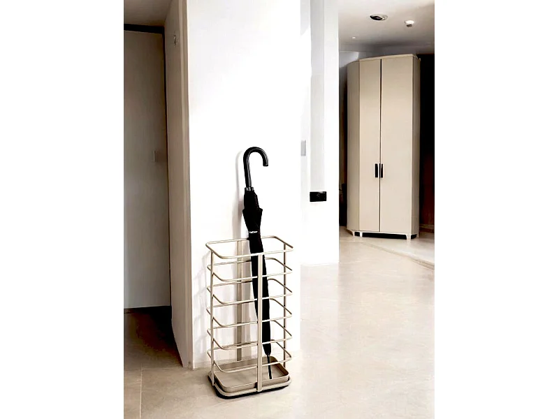 Porte parapluie en métal avec égouttoir coloris gris - Longueur 28 x Hauteur 50 x Profondeur 20 cm