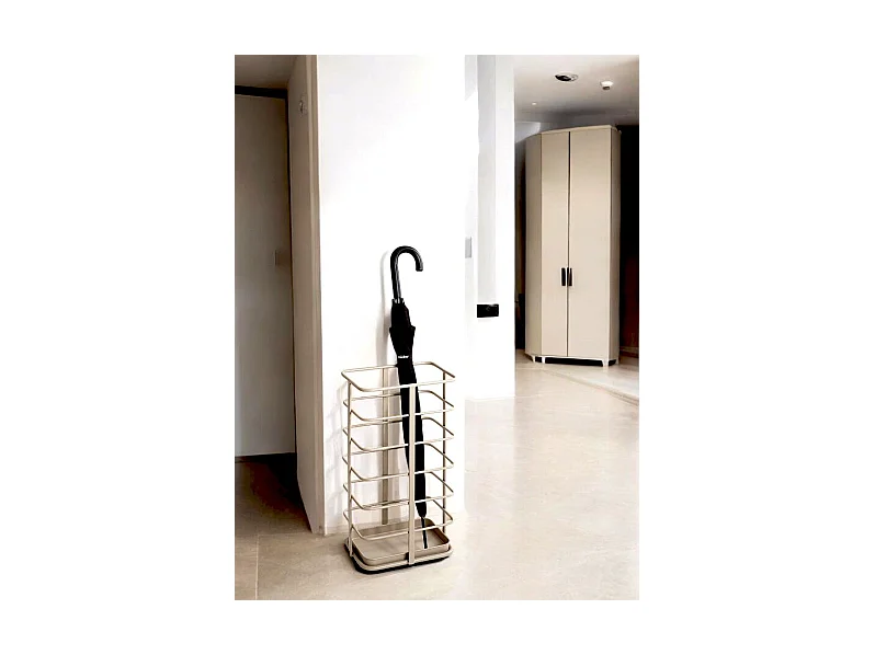 Porte parapluie en métal avec égouttoir coloris gris - Longueur 28 x Hauteur 50 x Profondeur 20 cm