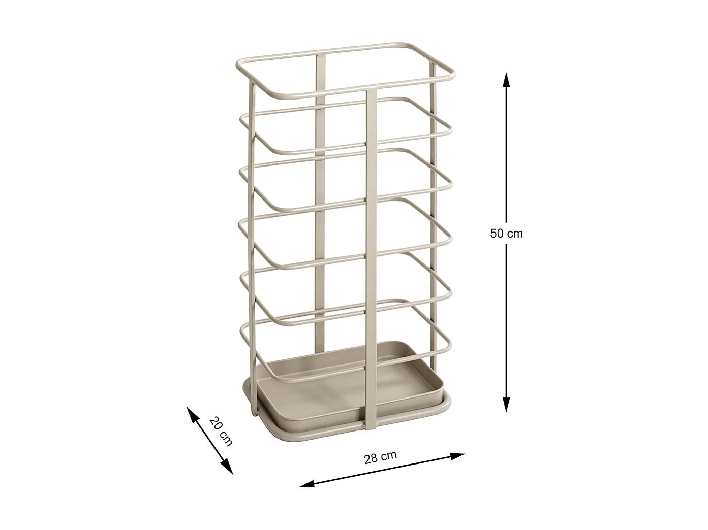 Porte parapluie en métal avec égouttoir coloris gris - Longueur 28 x Hauteur 50 x Profondeur 20 cm