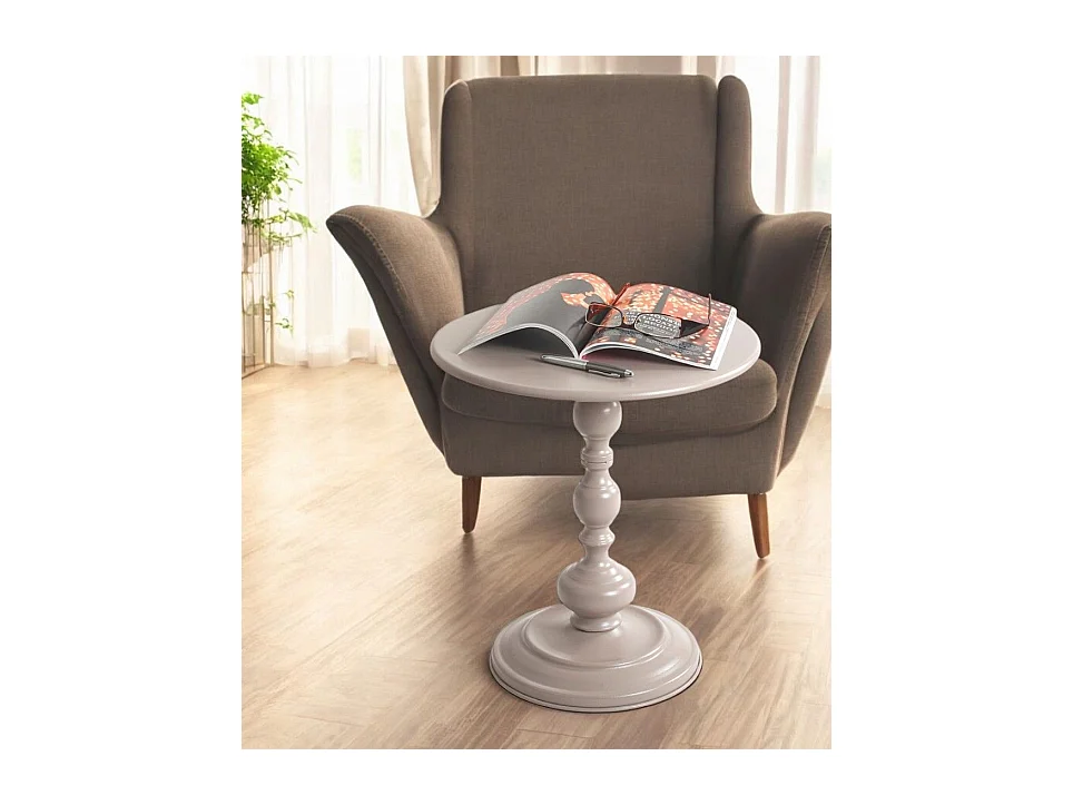 Table basse ronde Table d'appoint en métal coloris gris cachemire - Diamètre 42 x Hauteur 46 cm