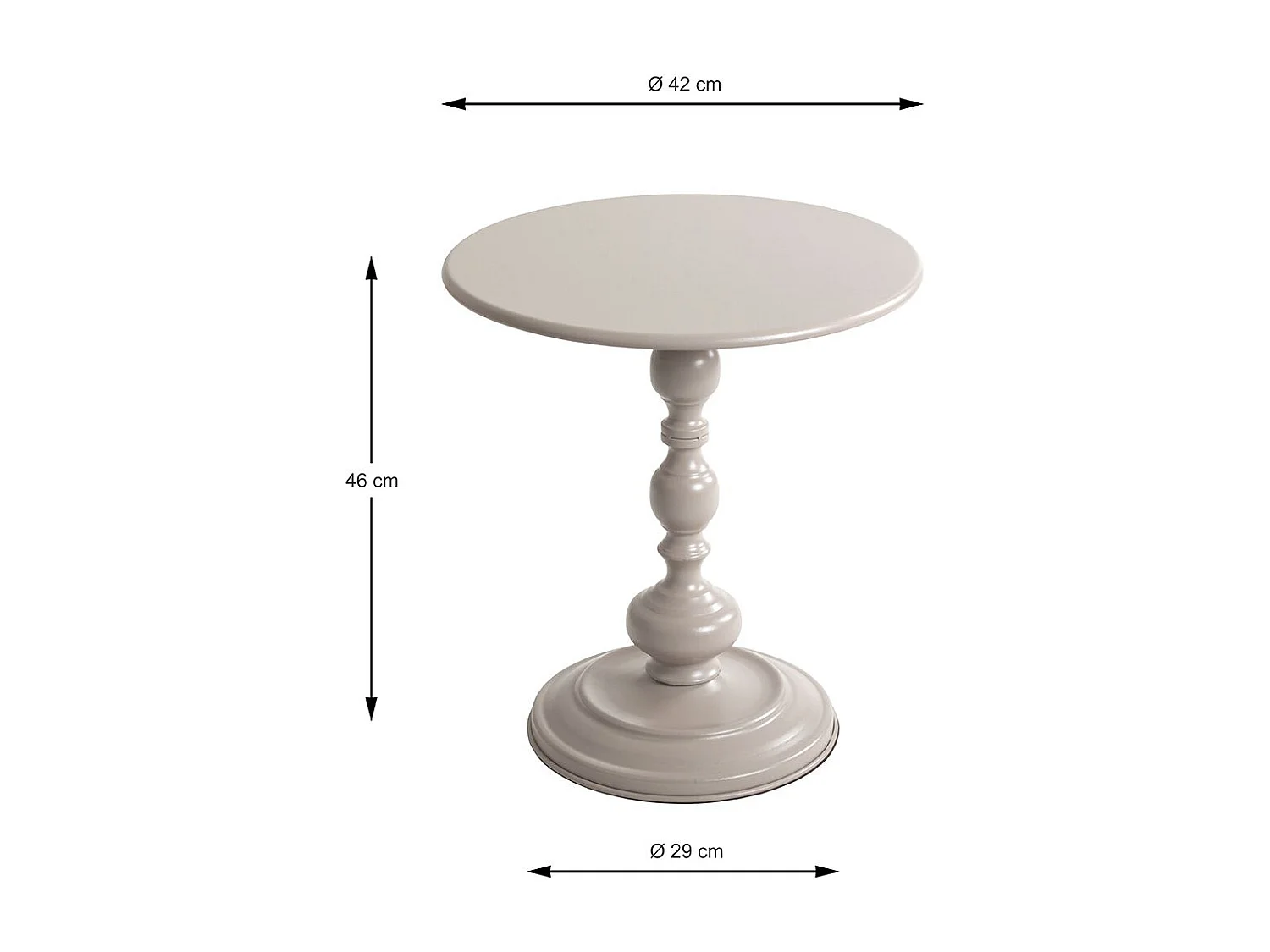 Table basse ronde Table d'appoint en métal coloris gris cachemire - Diamètre 42 x Hauteur 46 cm
