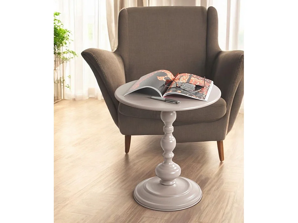 Table basse ronde Table d'appoint en métal coloris gris cachemire - Diamètre 42 x Hauteur 46 cm