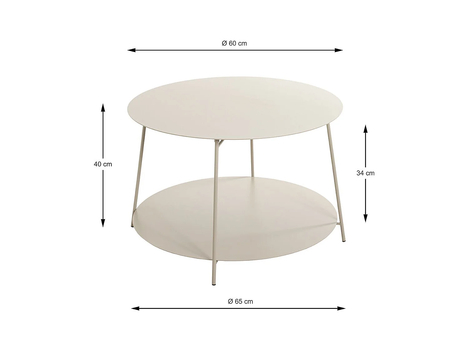 Table basse ronde Table d'appoint en métal coloris gris - Diamètre 65 x Hauteur 40 cm