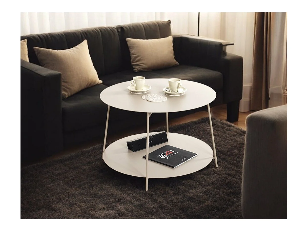 Table basse ronde Table d'appoint en métal coloris gris - Diamètre 65 x Hauteur 40 cm