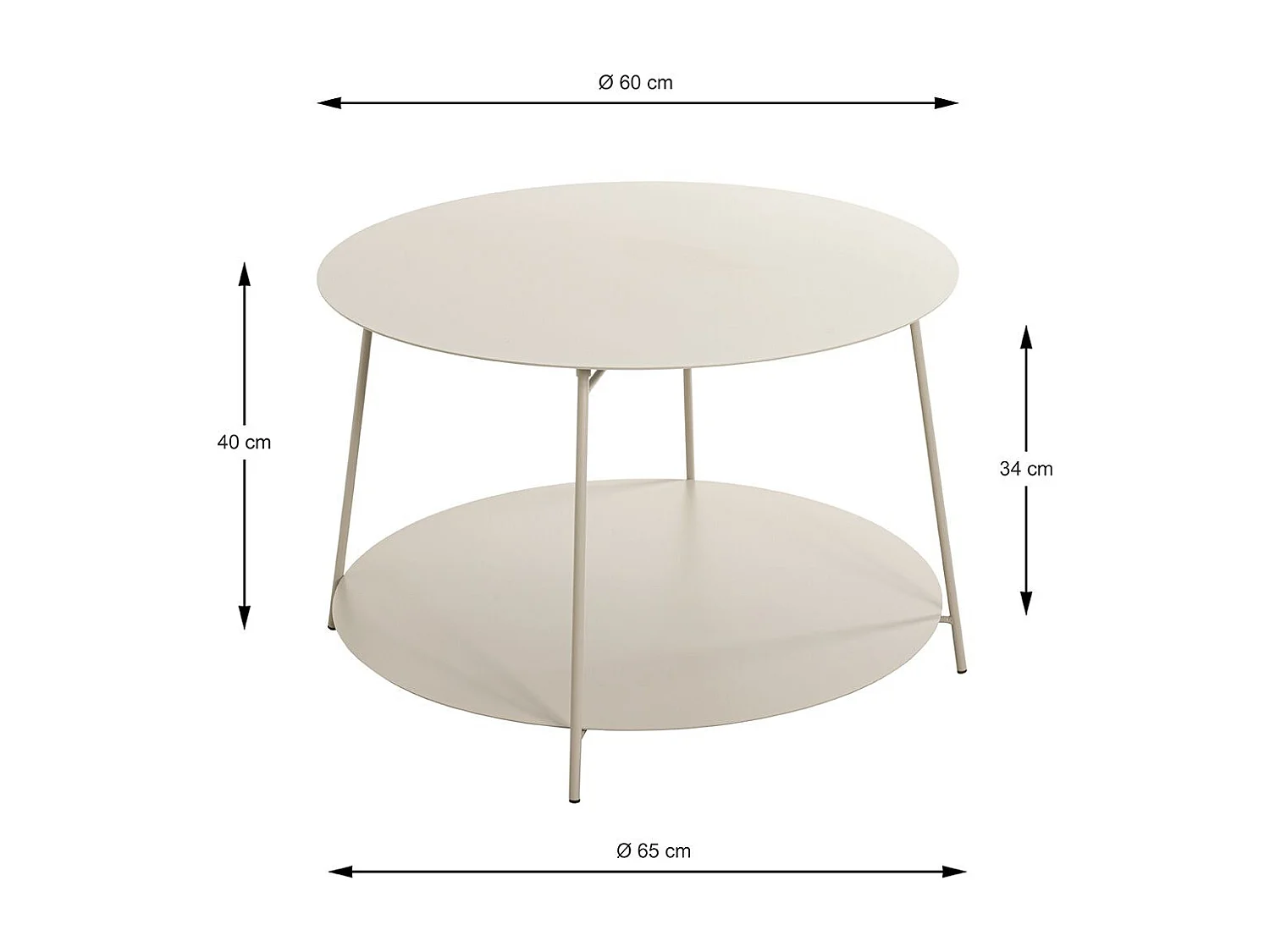 Table basse ronde Table d'appoint en métal coloris gris - Diamètre 65 x Hauteur 40 cm