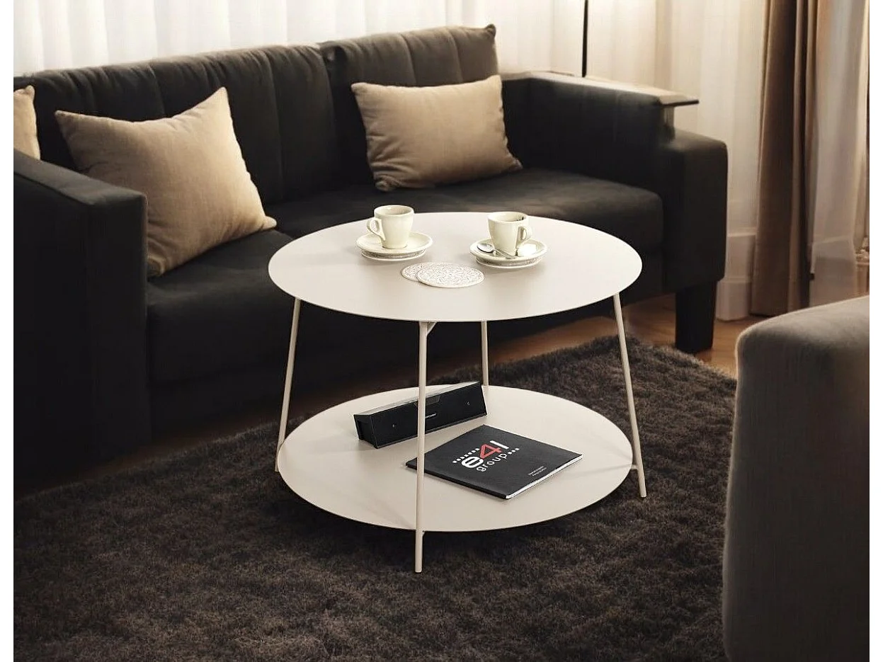 Table basse ronde Table d'appoint en métal coloris gris - Diamètre 65 x Hauteur 40 cm