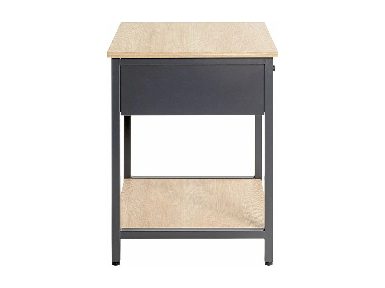 Table de nuit, table de chevet 1 tiroir coloris Chêne/anthracite - Longueur 40 x Profondeur 40 x Hauteur 55 cm