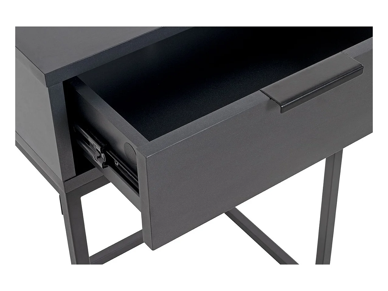 Table de nuit, table de chevet 1 tiroir coloris gris anthracite et métal noir - Longueur 40 x Profondeur 28 x Hauteur 60 cm