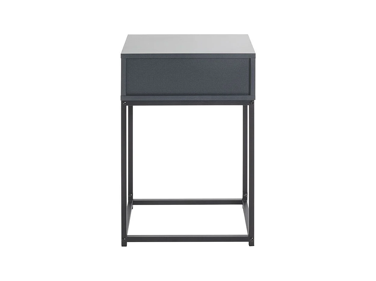 Table de nuit, table de chevet 1 tiroir coloris gris anthracite et métal noir - Longueur 40 x Profondeur 28 x Hauteur 60 cm