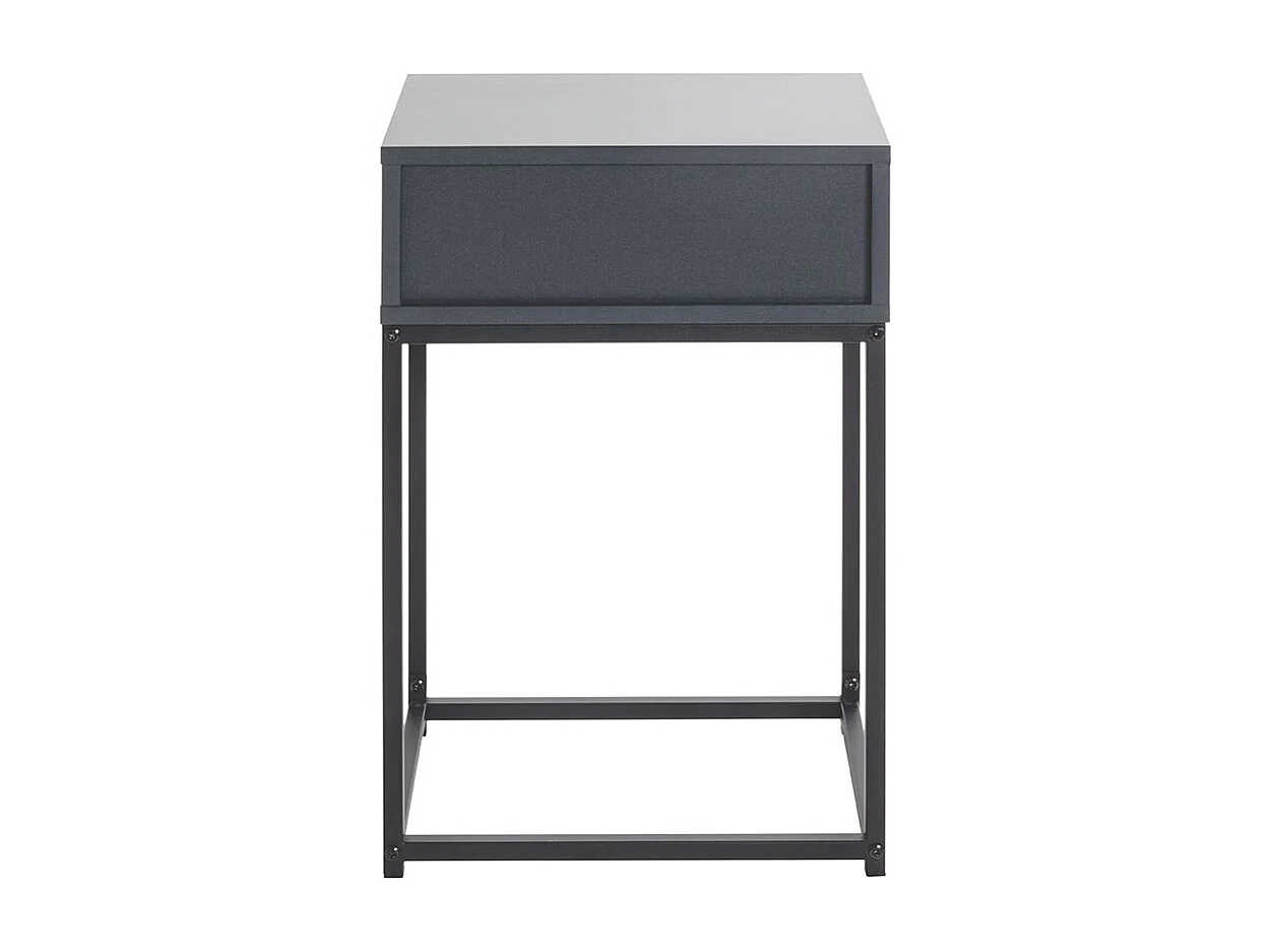 Table de nuit, table de chevet 1 tiroir coloris gris anthracite et métal noir - Longueur 40 x Profondeur 28 x Hauteur 60 cm