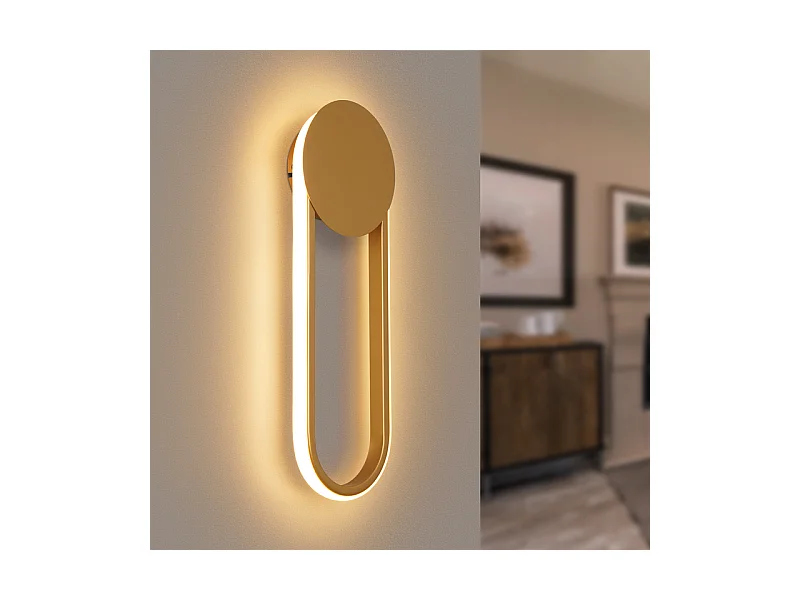 NETTLIFE Applique murale LED d'intérieur - Lampe d'escalier 12W 41cm Lampe de couloir dorée Design moderne 3000K Blanc chaud