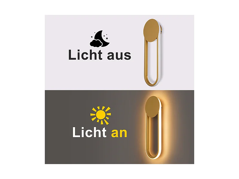 NETTLIFE Applique murale LED d'intérieur - Lampe d'escalier 12W 41cm Lampe de couloir dorée Design moderne 3000K Blanc chaud