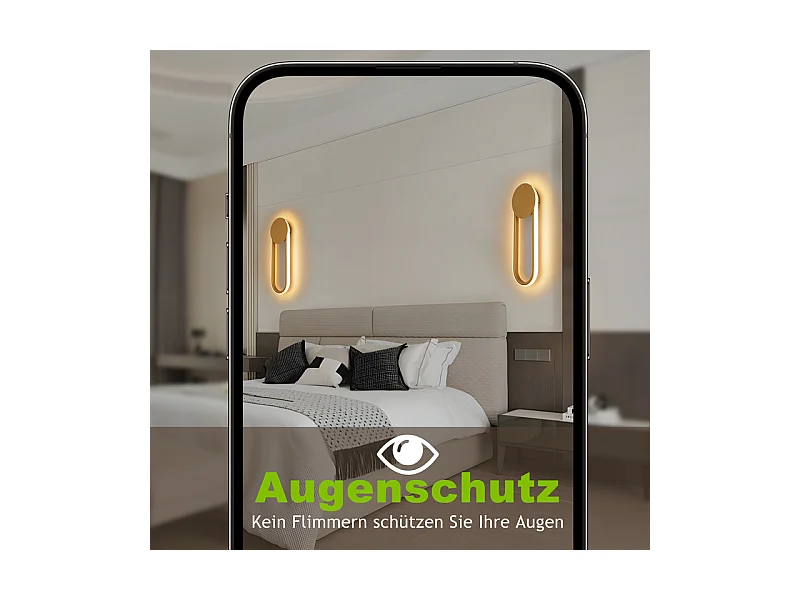 NETTLIFE Applique murale LED d'intérieur - Lampe d'escalier 12W 41cm Lampe de couloir dorée Design moderne 3000K Blanc chaud