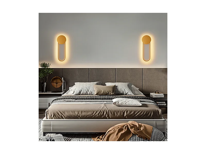 NETTLIFE Applique murale LED d'intérieur - Lampe d'escalier 12W 41cm Lampe de couloir dorée Design moderne 3000K Blanc chaud