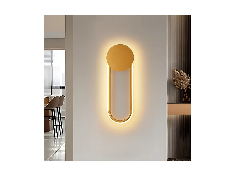 NETTLIFE Applique murale LED d'intérieur - Lampe d'escalier 12W 41cm Lampe de couloir dorée Design moderne 3000K Blanc chaud