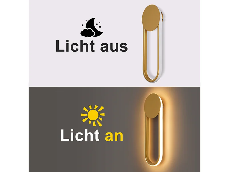 NETTLIFE Applique murale LED d'intérieur - Lampe d'escalier 12W 41cm Lampe de couloir dorée Design moderne 3000K Blanc chaud