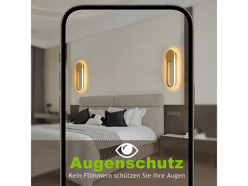 NETTLIFE Applique murale LED d'intérieur - Lampe d'escalier 12W 41cm Lampe de couloir dorée Design moderne 3000K Blanc chaud