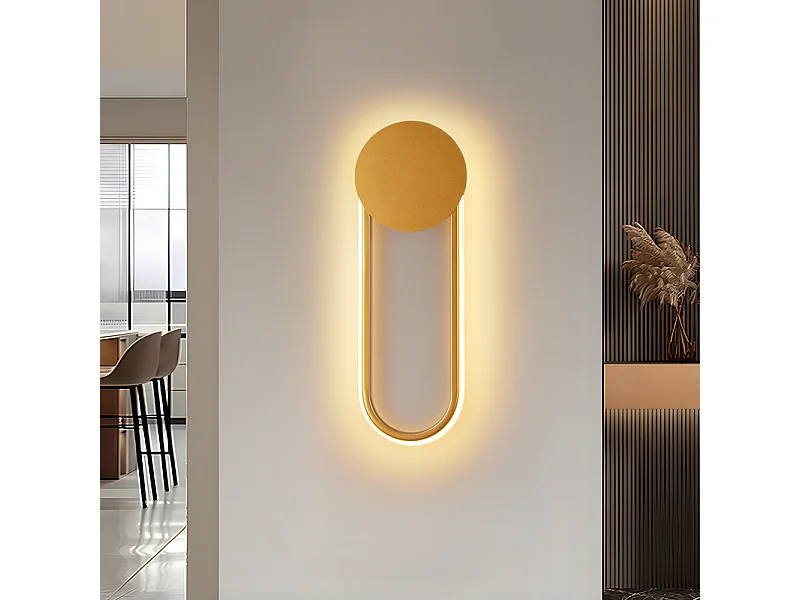 NETTLIFE Applique murale LED d'intérieur - Lampe d'escalier 12W 41cm Lampe de couloir dorée Design moderne 3000K Blanc chaud