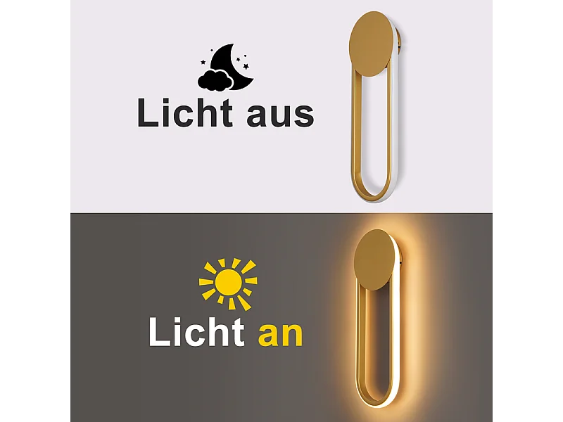 NETTLIFE Applique murale LED d'intérieur - Lampe d'escalier 12W 41cm Lampe de couloir dorée Design moderne 3000K Blanc chaud