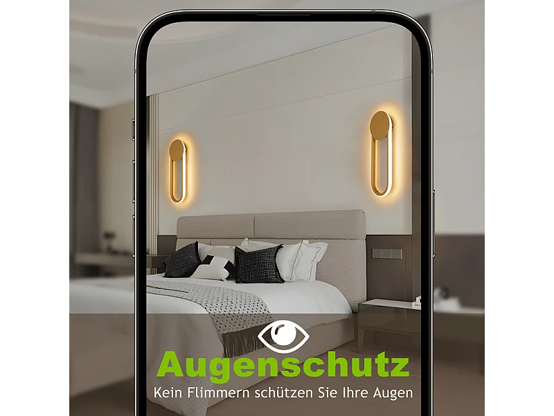 NETTLIFE Applique murale LED d'intérieur - Lampe d'escalier 12W 41cm Lampe de couloir dorée Design moderne 3000K Blanc chaud