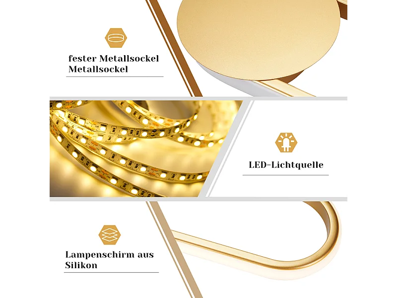 NETTLIFE Applique murale LED d'intérieur - Lampe d'escalier 12W 41cm Lampe de couloir dorée Design moderne 3000K Blanc chaud