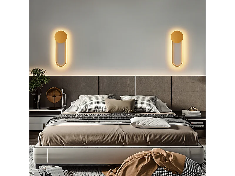 NETTLIFE Applique murale LED d'intérieur - Lampe d'escalier 12W 41cm Lampe de couloir dorée Design moderne 3000K Blanc chaud