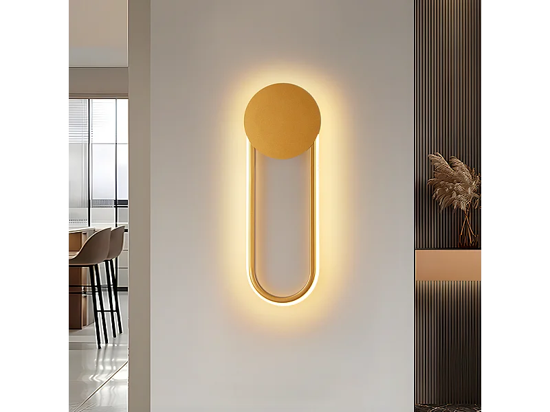 NETTLIFE Applique murale LED d'intérieur - Lampe d'escalier 12W 41cm Lampe de couloir dorée Design moderne 3000K Blanc chaud