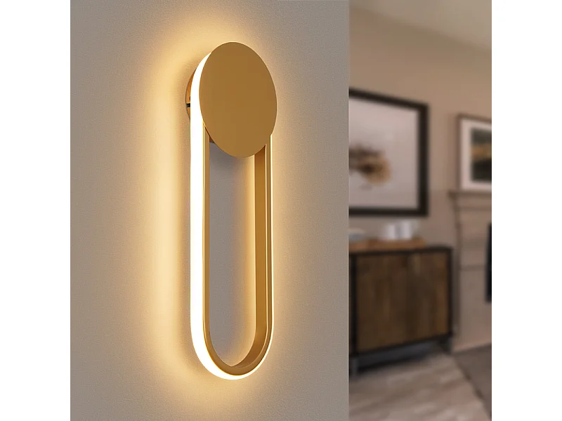 NETTLIFE Applique murale LED d'intérieur - Lampe d'escalier 12W 41cm Lampe de couloir dorée Design moderne 3000K Blanc chaud