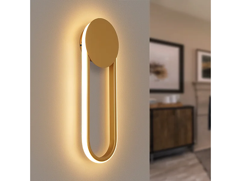 NETTLIFE Applique murale LED d'intérieur - Lampe d'escalier 12W 41cm Lampe de couloir dorée Design moderne 3000K Blanc chaud
