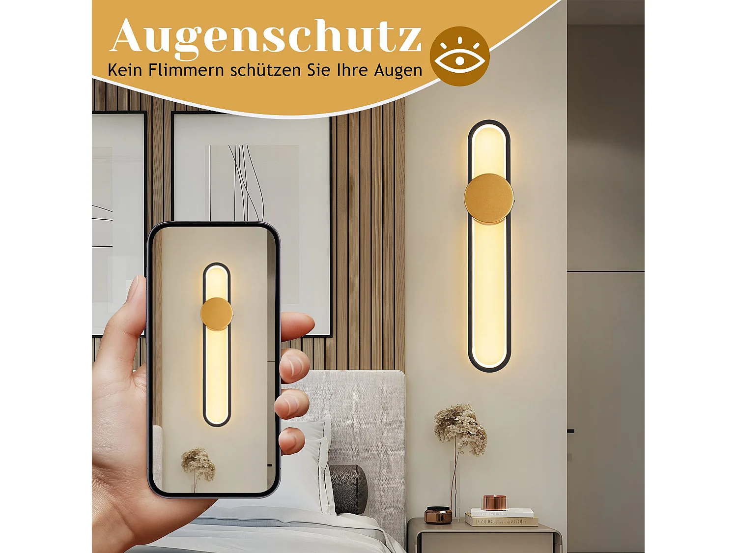 Applique murale LED NETTLIFE - 12 W - Lampe d'escalier 60 cm - Doré - Design moderne - Blanc chaud 3 000 K -Éclairage mural minimaliste