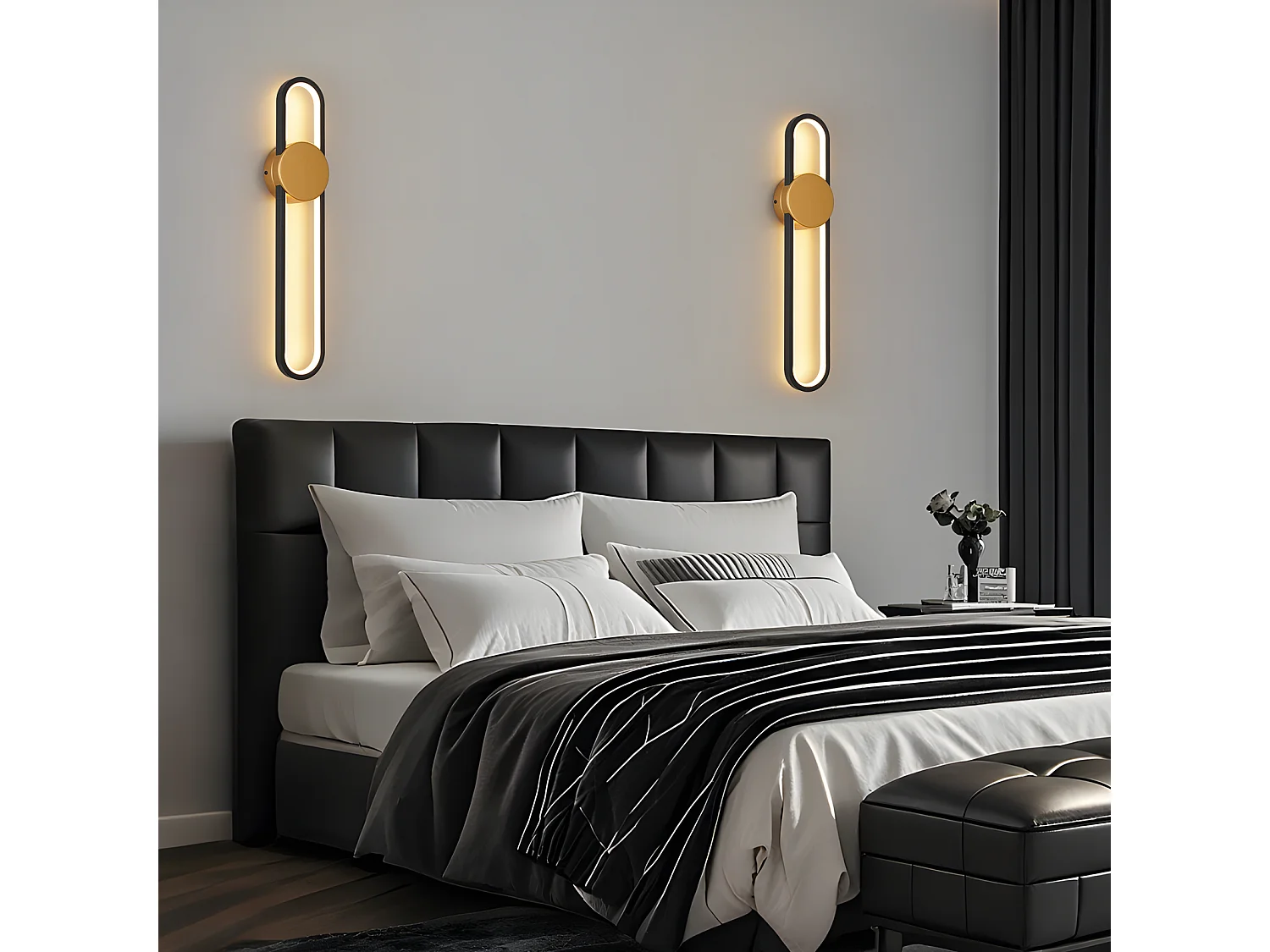 Applique murale LED NETTLIFE - 12 W - Lampe d'escalier 60 cm - Doré - Design moderne - Blanc chaud 3 000 K -Éclairage mural minimaliste