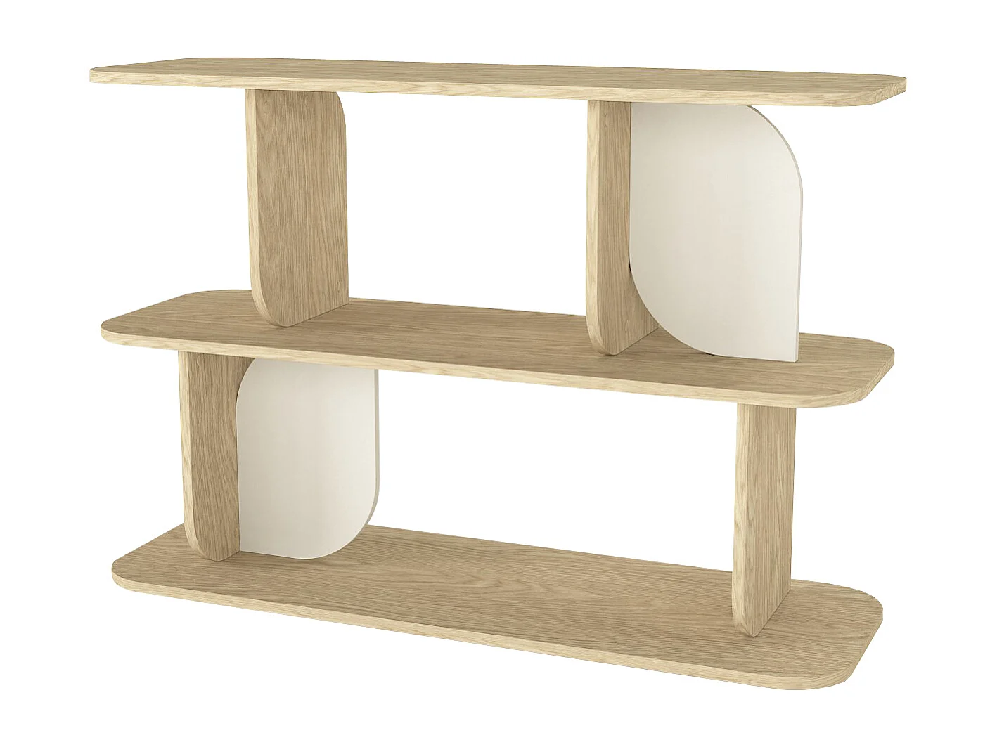 Etagère avec 2 tablettes - Naturel clair et beige - NELERIA