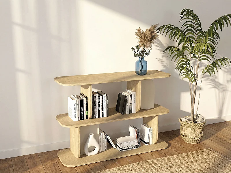 Etagère avec 2 tablettes - Naturel clair et beige - NELERIA
