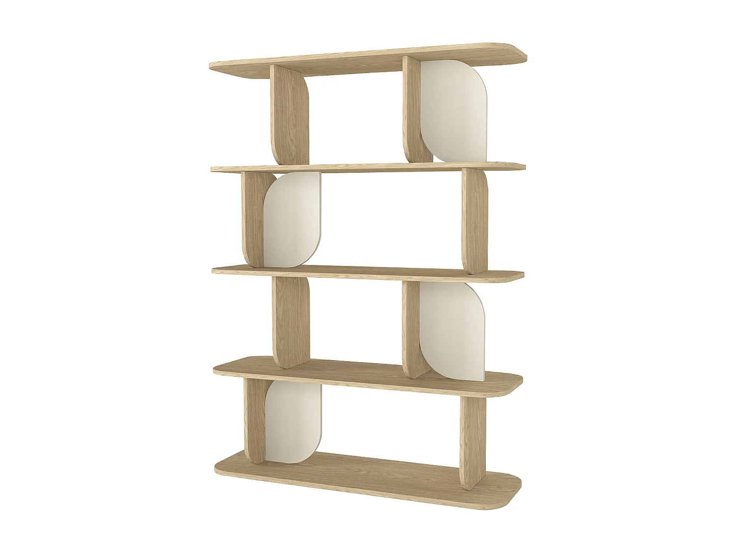 Etagère avec 4 tablettes - Naturel clair et beige - NELERIA