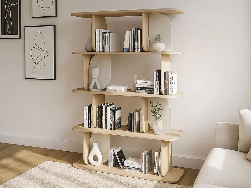 Etagère avec 4 tablettes - Naturel clair et beige - NELERIA