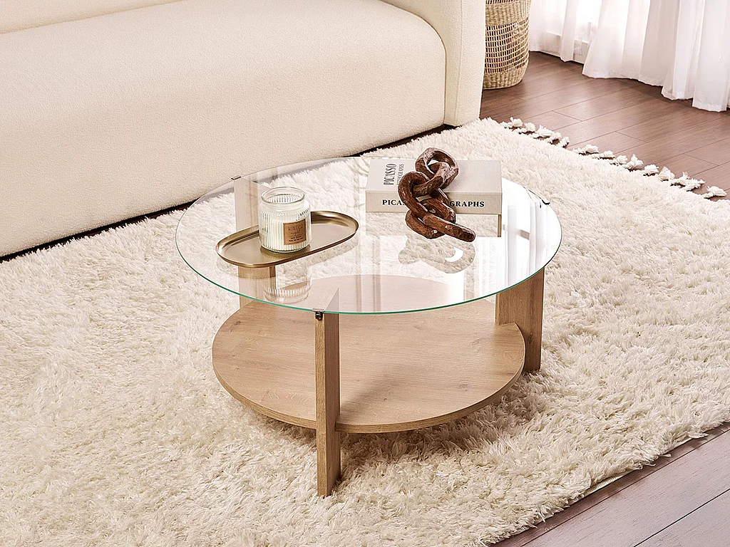 Table basse en verre trempé - Naturel clair - SENIRA