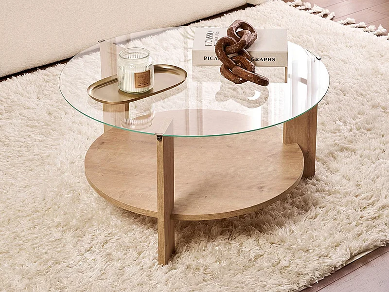 Table basse en verre trempé - Naturel clair - SENIRA