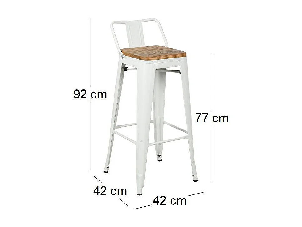 Tabouret de bar en métal laqué et bois d'orme huilé (Lot de 2)