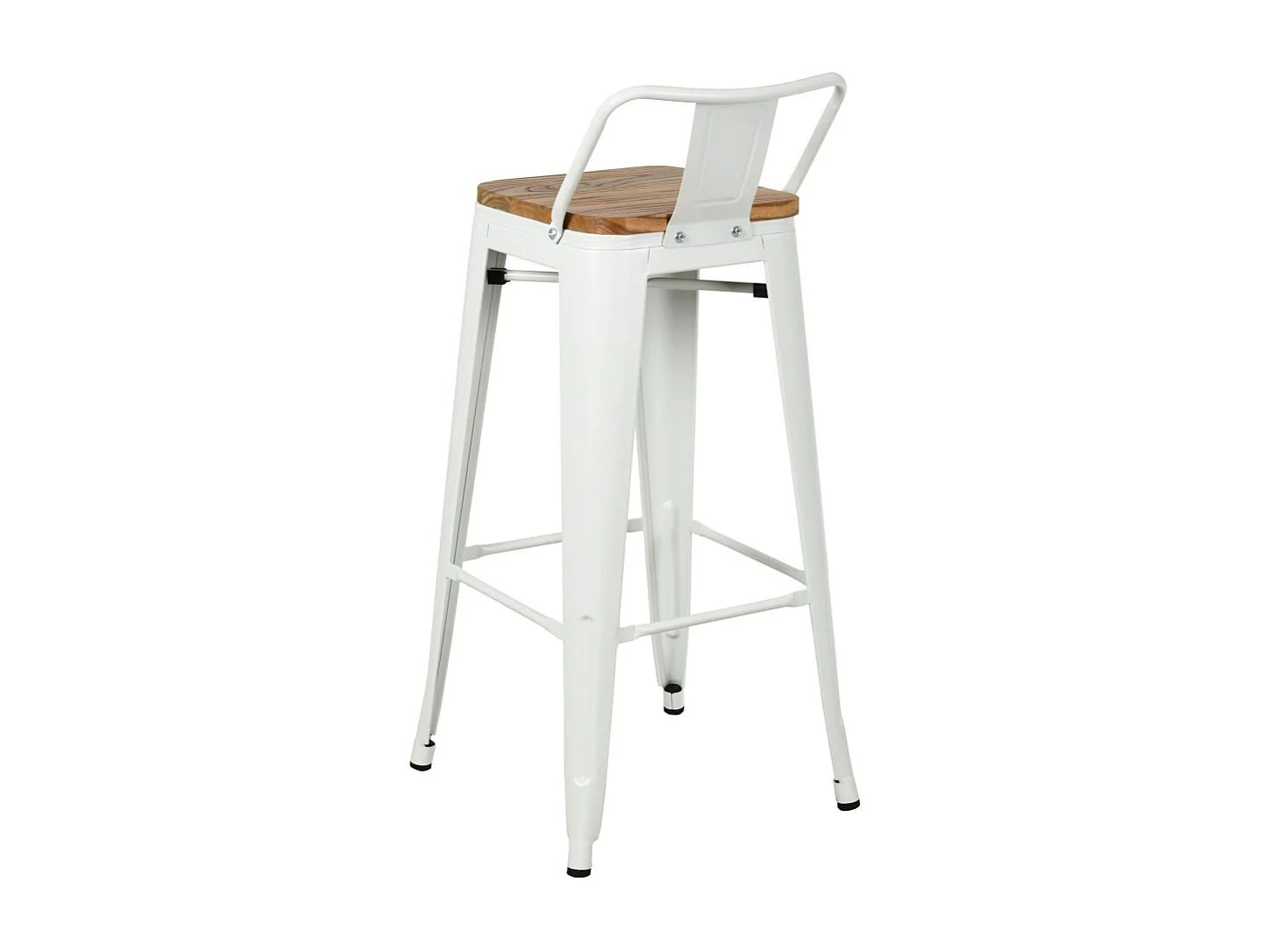 Tabouret de bar en métal laqué et bois d'orme huilé (Lot de 2)