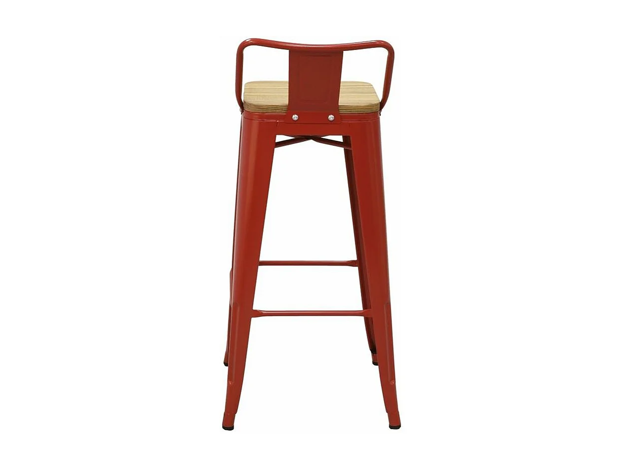 Tabouret de bar en métal laqué et bois d'orme huilé (Lot de 2)